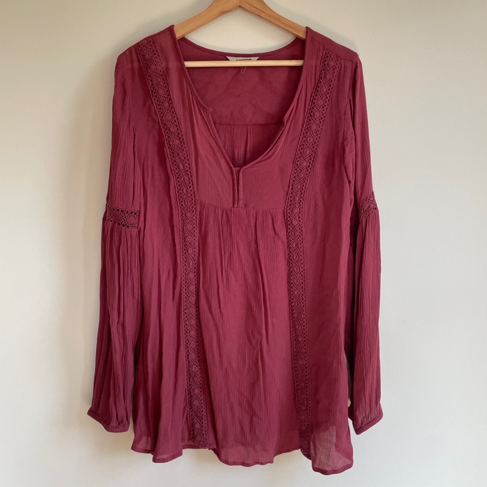 Arizona Maroon Long Sleeve Boho Blouse